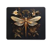 Anti-Slip Gaming Mouse Pad Gold Exquisite Dragonfly Printed Desktop Mouse Pad Suitable for Study and Gaming 7 x 8.6 in