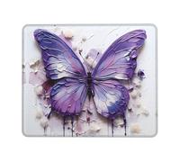 Anti-Slip Gaming Mouse Pad Purple Oil Painting Butterfly Printed Desktop Mouse Pad Suitable for Study and Gaming 10 x 12 inch