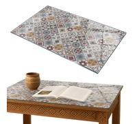 Anti-Slip Glass Table Top Pads Mosaic Patterns With Embellishments 100x70 cm