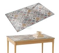 Anti-Slip Glass Table Top Pads Mosaic Patterns With Embellishments 120x80 cm