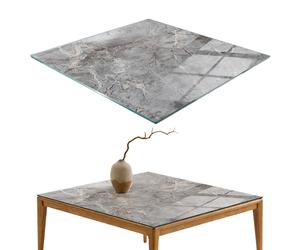 Anti-Slip Glass Table Top Protector Safe Marble Theme In Nature Square 60cm