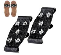 Anti-Slip Ice Cleats, Adjustable Boot Grippers, 2-Piece Snow Shoe Traction with Sturdy Rubber, Sturdy Metal Spikes Material with Flexible Fit, Outdoor Footwear Accessory with Safety Design Winter Gear