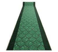 Anti-Slip Leaves Runner RUGSX Green 57cm x 440cm