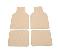 Anti Slip Mat Floor Mats Car Floor Mats 4 Pcs Universal PU Leather Floor Mats Liners For Cars Truck SUV Front Rear Mats Foot Pad(Beige)