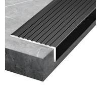 Anti-Slip Metal Edge Guard L-Shaped Corner Protector for Indoor/Outdoor Stairs 135cm (4.4ft) - Nez de Marche Non-SlipStair Nosing Black