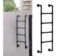 Anti-Slip Metal Fire Escape Ladder, Heavy Duty 330lbs Load Capacity, Wall Mounted for Outdoor Roof and Garage Safety