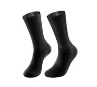 Anti slip midcalf cycling socks with pneumatic silicone strips designed for professional road cycling and multi sport fitness use (black)