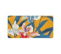 Anti-Slip Mustard Yellow Pattern Desk Mat for Office, Laptop Pad for Home, Waterproof Smooth Surface Mouse Pad 23.6" X 11.8", Mouse Protector Pad for Keyboard, Esports Pros