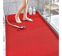 Anti-Slip Outdoor Drainage Mat Large Mesh Rubber Bath/Kitchen/Pool Floor Mat Mold-Resistant PVC Shower Rug with Drainage (Red 90 x 180 cm)