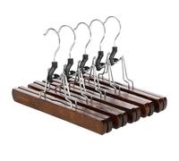 Anti Slip Pants Hanger Solid Wood Pants Clip Retro Color Dedicated Seamless Home Storage Hanger(5pcs Brown)