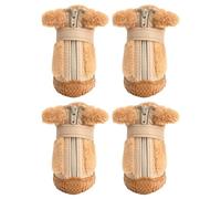 Anti-Slip Paw Protectors For Winter - Plush Rubber Material, Adjustable Secure Straps, 4pcs Set Pack | Walking Shoes Puppy Foot Care Traction Support Breathable Comfort Small Pet Supplies Accessory