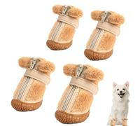 Anti-Slip Paw Protectors For Winter - Plush Rubber Material, Adjustable Secure Straps, 4pcs Set Pack | Walking Shoes Puppy Foot Care Traction Support Breathable Comfort Small Pet Supplies Accessory