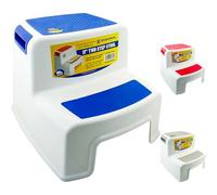 Anti Slip Plastic 2 Step Stool Bathroom Kitchen Support Multi Purpose Comfort Foot Rest, For Children, Elderly & Adults, Strong & Durable, Household Accessory