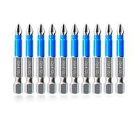 Anti Slip Screwdriver Bits Set 50MM Long 1/4 Inch Hex Shank Phillips Cross Slot PH2 Screwdriver Bit Set Magnetic Drill Bit Set S2 Steel Impact Driver Bit for Power Drilling-10PCS