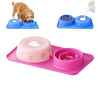 Anti-Slip Slow Feeder Dog Lick Bowl with Ball, Interactive Pet Licking Bowl, Silicone Puzzle Feeder for Dogs & Cat Treats Bone Broth Yogurt Wet Food pink