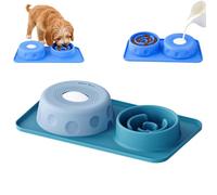Anti-Slip Slow Feeder Dog Lick Bowl with Ball, Interactive Pet Licking Bowl, Silicone Puzzle Feeder for Dogs & Cat Treats Bone Broth Yogurt Wet Food Blue-green