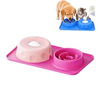 Anti-Slip Slow Feeder Dog Lick Bowl with Ball, Silicone Puzzle Feeder, Interactive Pet Licking Bowl for Dogs & Cat Treats Bone Broth Yogurt Wet Food pink