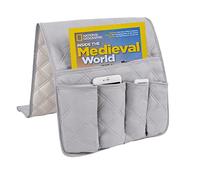 Anti-Slip Sofa Armrest Organiser Caddy Couch Armchair Pocket Organizer Remote Control Holder 5 Pockets Sofa Hanging Storage Bag for Magazine, Books, Cell Phone, Snacks, Glasses