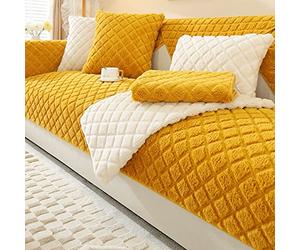 Anti-Slip Sofa Cover for L-Sd Couches Pet-Friendly Sofa Protector Yellow 90x160cm Fits 1-4 Seater & Easy to Clean Perfect for Dogs & Cats