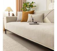 Anti-Slip Sofa Cover, Waterproof Sectional Couch Protector for 1/2/3/4-Seater, Recliner Slipcover for Garden, Dog Friendly (Beige, 30x50 Cushion)