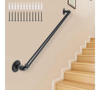 Anti-Slip Stair il 3.28ft Galvanized Wrought Iron Indoor Railing Industrial Wall-Mounted Banister Safe Grip Staircase Guard Durable & Stylish Support Bar