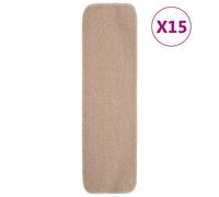 vidaXL Anti Slip Stair Mats 15 pcs 75x20 cm Beige Rectangular NEW