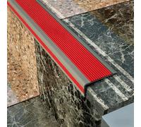 Anti-Slip Stair Nosing,Self-Adhesive Waterproof Vinyl Rubber Stair Trim Molding,Flexible Edge Protector for Indoor & Outdoor Steps,Easy to Install(Red,5 * 2.5cm*1m)