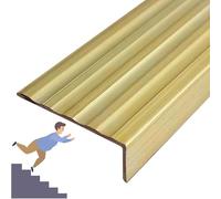 Anti-Slip Stair Step Nosing Strips, Home Loft Brass Stair Nosing Edge Trim, Cuttable Floor Transition Strips/Step Treads Edge Protector(48x18mm(1.89"x0.71"))