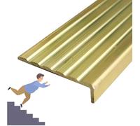 Anti-Slip Stair Step Nosing Strips, Home Loft Brass Stair Nosing Edge Trim, Cuttable Floor Transition Strips/Step Treads Edge Protector(38x8mm(1.5"x0.31"))