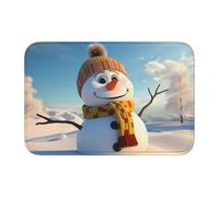 Anti Slip Thickened Floor Mat BROLEO Cartoon Winter Snowman Printing Non-Slip, Easy to Clean, Durable,Perfect for Toilet Bathroom 60x40cm