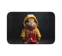 Anti Slip Thickened Floor Mat BROLEO Cute Raincoat Bunny Printing Non-Slip, Easy to Clean, Durable,Perfect for Toilet Bathroom 60x40cm
