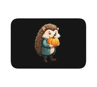 Anti Slip Thickened Floor Mat BROLEO Hedgehog Eating Pumpkin Printing Non-Slip, Easy to Clean, Durable,Perfect for Toilet Bathroom 60x40cm