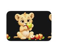 Anti Slip Thickened Floor Mat BROLEO Lion cub Eating Apple Printing Non-Slip, Easy to Clean, Durable,Perfect for Toilet Bathroom 60x40cm