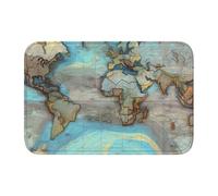 Anti Slip Thickened Floor Mat XBKGOHA Cartoon World map Picture Non-Slip, Easy to Clean, Durable,Perfect for Toilet Bathroom 60x40cm