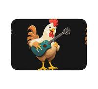 Anti Slip Thickened Floor Mat XBKGOHA Chicken Playing Guitar Picture Non-Slip, Easy to Clean, Durable,Perfect for Toilet Bathroom 60x40cm