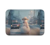 Anti Slip Thickened Floor Mat XBKGOHA Snowman in The Street Picture Non-Slip, Easy to Clean, Durable,Perfect for Toilet Bathroom 60x40cm