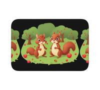 Anti Slip Thickened Floor Mat XBKGOHA Squirrels in The Apple Orchard Picture Non-Slip, Easy to Clean, Durable,Perfect for Toilet Bathroom 60x40cm