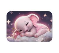 Anti Slip Thickened Floor Mat YYHWHJDE Cute Baby Elephant Sleeping Pink Moon Prints Non-Slip, Easy to Clean, Durable, Fade-Resistant, Perfect for Toilet Bathroom 60x40cm