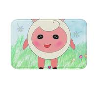 Anti Slip Thickened Floor Mat YYHWHJDE Cute Lamb Prints Non-Slip, Easy to Clean, Durable, Fade-Resistant, Perfect for Toilet Bathroom 60x40cm