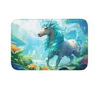 Anti Slip Thickened Floor Mat YYHWHJDE Ice Blue Unicorn Prints Non-Slip, Easy to Clean, Durable, Fade-Resistant, Perfect for Toilet Bathroom 60x40cm