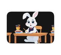 Anti Slip Thickened Floor Mat YYHWHJDE Little White Rabbit Doing Homework Prints Non-Slip, Easy to Clean, Durable, Fade-Resistant, Perfect for Toilet Bathroom 60x40cm