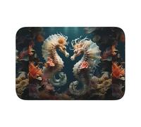 Anti Slip Thickened Floor Mat YYHWHJDE Seahorse on The Edge of The Coral Prints Non-Slip, Easy to Clean, Durable, Fade-Resistant, Perfect for Toilet Bathroom 60x40cm