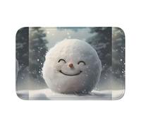 Anti Slip Thickened Floor Mat YYHWHJDE Smiling Snowball Prints Non-Slip, Easy to Clean, Durable, Fade-Resistant, Perfect for Toilet Bathroom 60x40cm