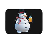 Anti Slip Thickened Floor Mat YYHWHJDE Snowman Drinking a Drink Prints Non-Slip, Easy to Clean, Durable, Fade-Resistant, Perfect for Toilet Bathroom 60x40cm