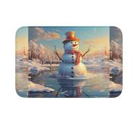 Anti Slip Thickened Floor Mat YYHWHJDE Snowman on ice Prints Non-Slip, Easy to Clean, Durable, Fade-Resistant, Perfect for Toilet Bathroom 60x40cm