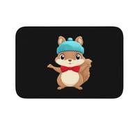Anti Slip Thickened Floor Mat YYHWHJDE Squirrel Wearing a Bow hat Prints Non-Slip, Easy to Clean, Durable, Fade-Resistant, Perfect for Toilet Bathroom 60x40cm