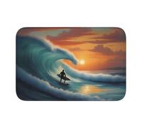 Anti Slip Thickened Floor Mat YYHWHJDE Sunset Sea Surfing Seascape Prints Non-Slip, Easy to Clean, Durable, Fade-Resistant, Perfect for Toilet Bathroom 60x40cm