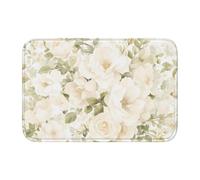 Anti Slip Thickened Floor Mat YYHWHJDE White Watercolor Floral Rose Prints Non-Slip, Easy to Clean, Durable, Fade-Resistant, Perfect for Toilet Bathroom 60x40cm