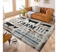 Anti-slip TPR Area Rugs 60x90 cm Rural Ranch Theme Low Pile Machine Washable Playing Floor Mat soft fluffy Grayish White Non Shedding Carpet for Study Room Bedroom Living Room