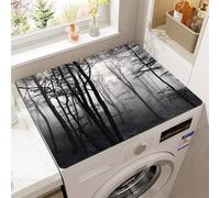 Anti-Slip Washer and Dryer Top Dust Mat Cover 23.6 x 19.6 Inch Forest Scenery Blue Flowers Pattern Washing Machine Dust-Proof Protector Cover Kitchen Dish Drying Mat Refrigerator (Gray 2)